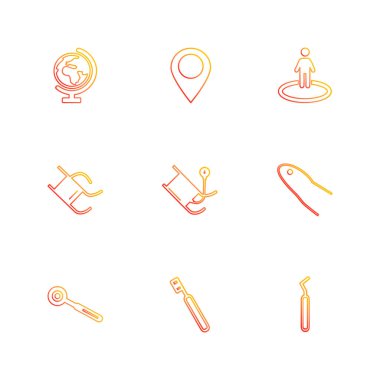 Beyaz arka plan üzerinde farklı minimalist düz vektör app simgeleri