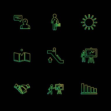 minimalist düz vektör app simgeler siyah arka plan üzerine