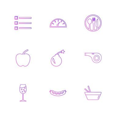 Beyaz arka plan üzerinde farklı minimalist düz vektör app simgeleri