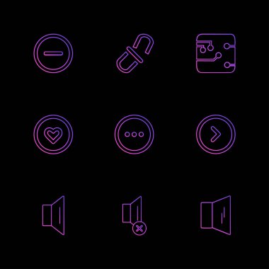 farklı minimalist düz vektör app simgeler siyah arka plan üzerine