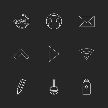 minimalist düz vektör app simgeler siyah arka plan üzerine