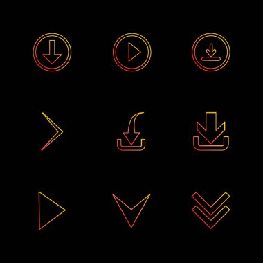 farklı minimalist düz vektör app simgeler siyah arka plan üzerine