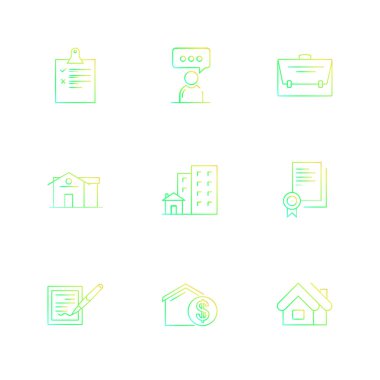 beyaz zemin üzerine minimalist düz vektör app simge kümesi