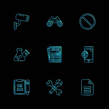 farklı minimalist düz vektör app simgeler siyah arka plan üzerine