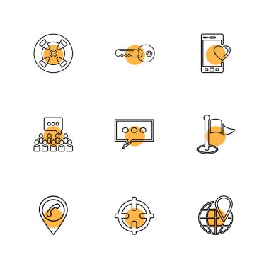 minimalist düz vektör app simge kümesi