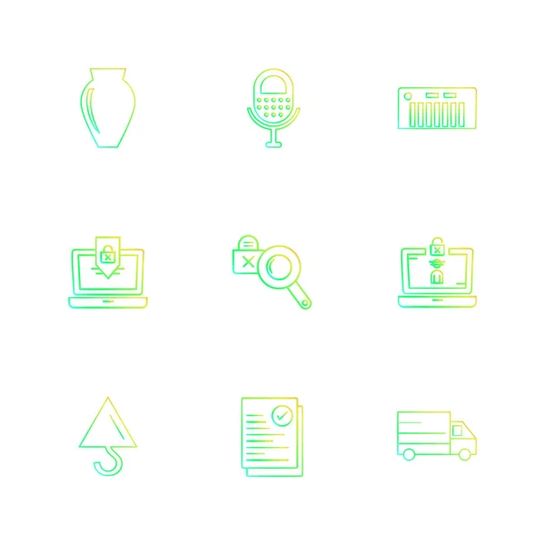 Minimalistic Flat Vector App Icons Isolated White Background — Stock Vector