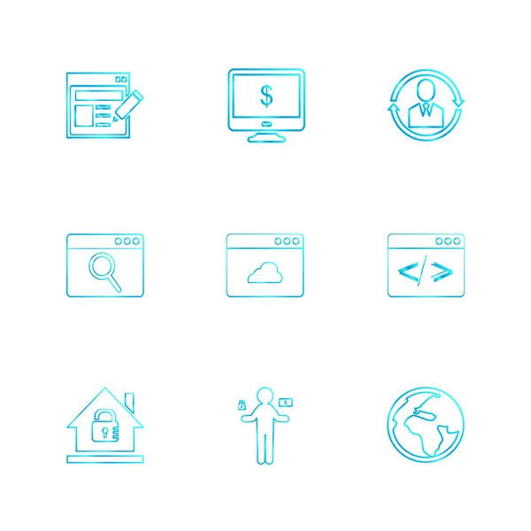 Iconos Aplicación Vector Plano Minimalista Sobre Fondo Blanco — Vector de stock