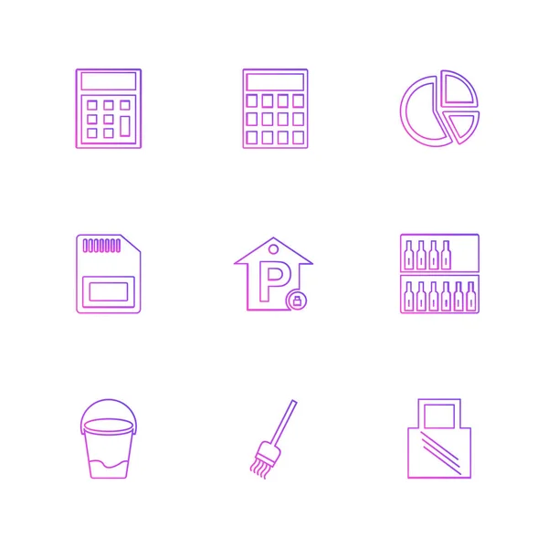 Different Minimalistic Flat Vector App Icons — Stock Vector