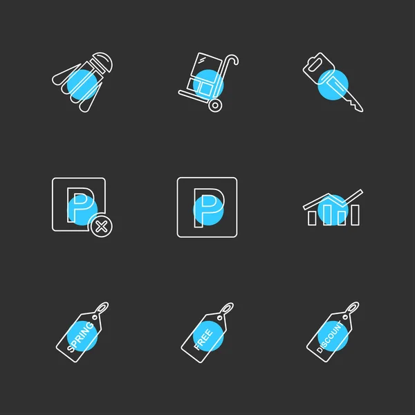 Ensemble Icônes Application Vectorielle Plate Minimaliste Sur Fond Noir — Image vectorielle