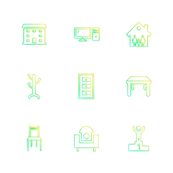 Iconos Aplicación Vector Plano Minimalista Sobre Fondo Blanco — Vector de stock