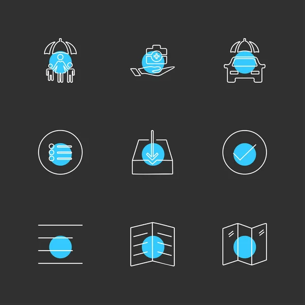 Verschillende Minimalistische Platte Vector App Pictogrammen — Stockvector