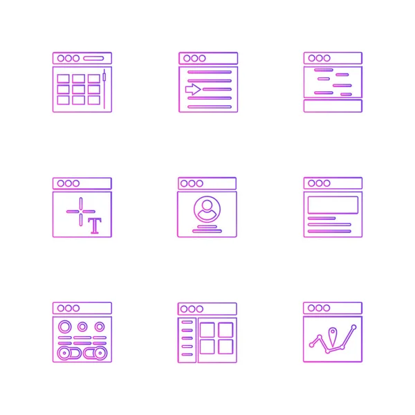 Diferentes Iconos Aplicación Vector Plano Minimalista — Archivo Imágenes Vectoriales