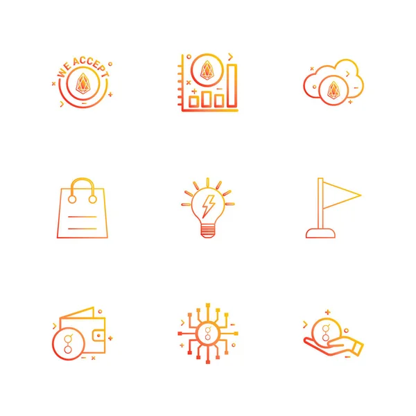 Verschillende Minimalistische Platte Vector App Pictogrammen Witte Achtergrond — Stockvector