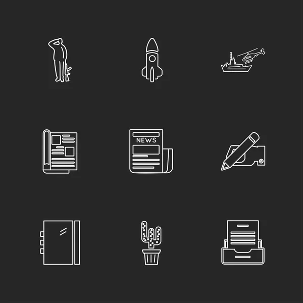 Verschillende Minimalistische Platte Vector App Pictogrammen — Stockvector