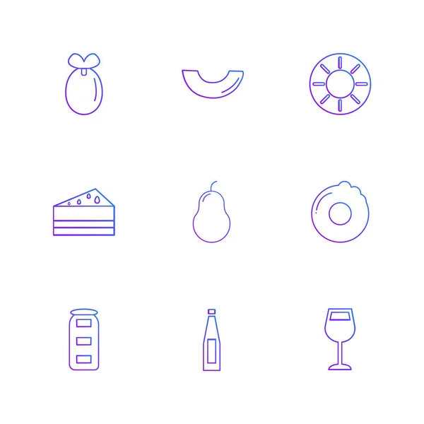 Verschillende Minimalistische Platte Vector App Pictogrammen Witte Achtergrond — Stockvector