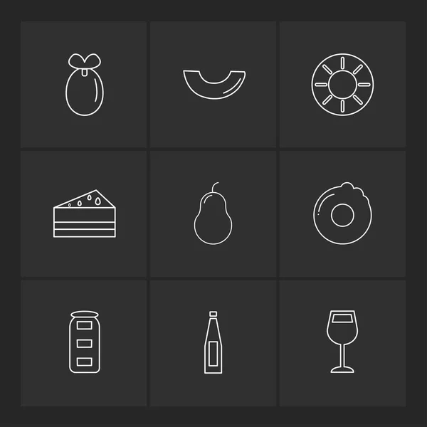 Different Minimalistic Flat Vector App Icons Black Background Royalty Free Stock Vectors