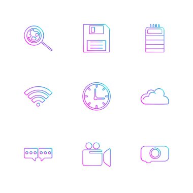 minimalist düz vektör app simgeleri beyaz arka plan üzerinde