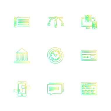 Beyaz arka plan üzerinde farklı minimalist düz vektör app simgeleri