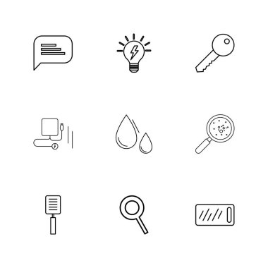 Beyaz arka plan üzerinde farklı minimalist düz vektör app simgeleri