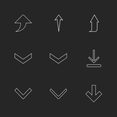 minimalist düz vektör app simgeler siyah arka plan üzerine