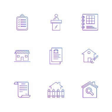 Beyaz arka plan üzerinde farklı minimalist düz vektör app simgeleri