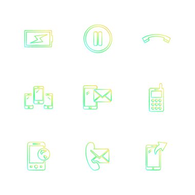 Beyaz arka plan üzerinde farklı minimalist düz vektör app simgeleri