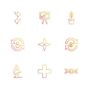 Beyaz arka plan üzerinde farklı minimalist düz vektör app simgeleri