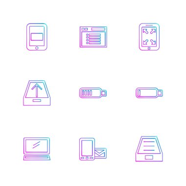 beyaz zemin üzerine minimalist düz vektör app simge kümesi