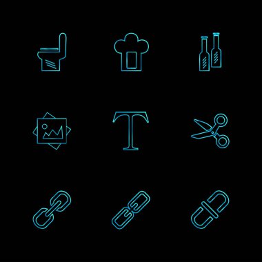 farklı minimalist düz vektör app simgeler siyah arka plan üzerine