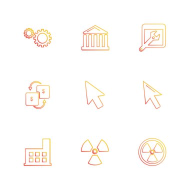 Beyaz arka plan üzerinde farklı minimalist düz vektör app simgeleri