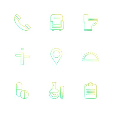 Beyaz arka plan üzerinde farklı minimalist düz vektör app simgeleri