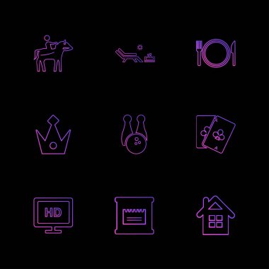 minimalist düz vektör app simgeler siyah arka plan üzerine