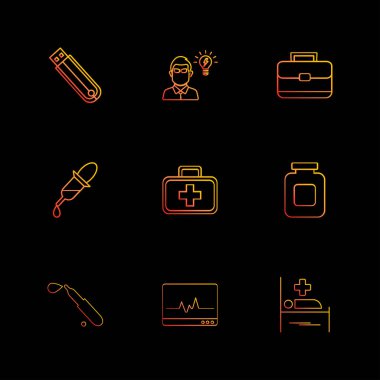 farklı minimalist düz vektör app simgeler siyah arka plan üzerine