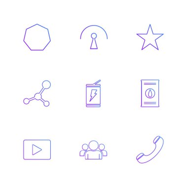 Beyaz arka plan üzerinde farklı minimalist düz vektör app simgeleri