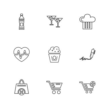 Beyaz arka plan üzerinde farklı minimalist düz vektör app simgeleri