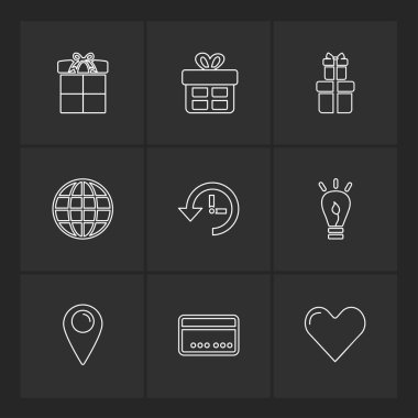 siyah arka plan üzerine minimalist düz app simgeleri