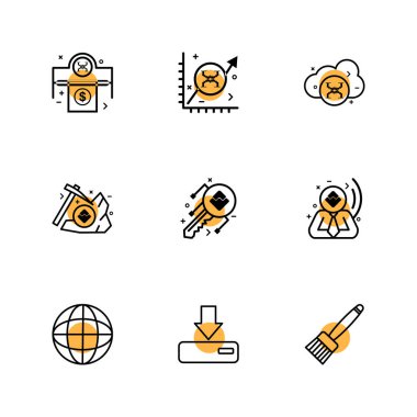 Beyaz arka plan üzerinde farklı minimalist düz vektör app simgeleri