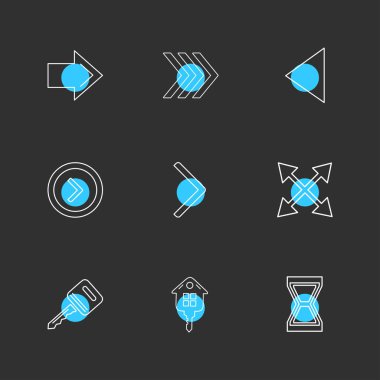 oklar yön işaretçiler yaratıcı simgeler ayarla, düz özel koleksiyon vektör