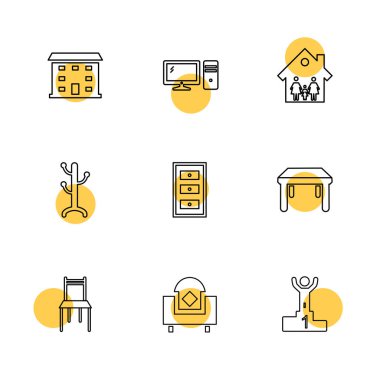 beyaz zemin üzerine minimalist düz vektör app simge kümesi