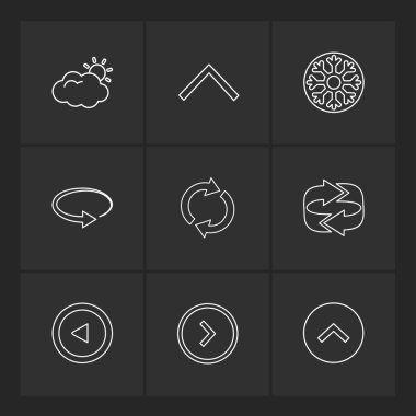 farklı minimalist düz vektör app simgeler siyah arka plan üzerine