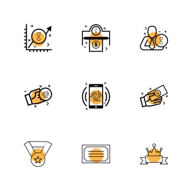 Beyaz arka plan üzerinde farklı minimalist düz vektör app simgeleri