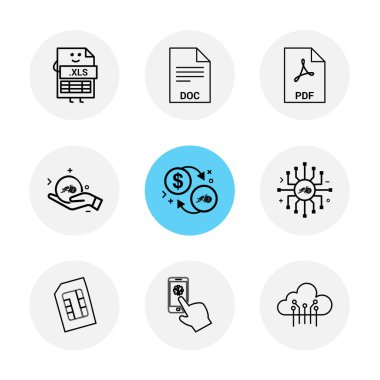 Farklı minimalist düz vektör app simgeleri