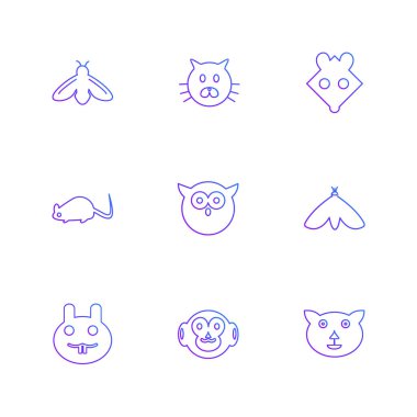 beyaz zemin üzerine minimalist düz vektör app simge kümesi