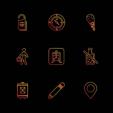 minimalist düz vektör app simgeler siyah arka plan üzerine