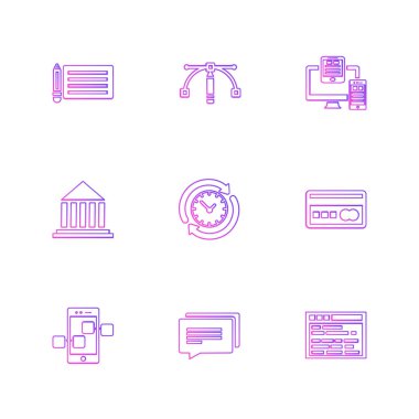 Beyaz arka plan üzerinde farklı minimalist düz vektör app simgeleri