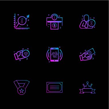 minimalist düz vektör app simgeler siyah arka plan üzerine 