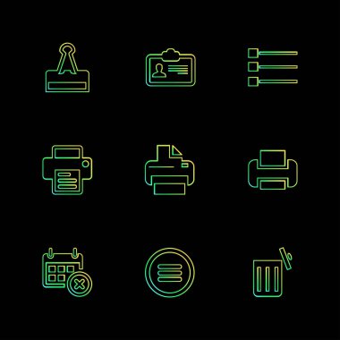 minimalist düz vektör app simgeler siyah arka plan üzerine