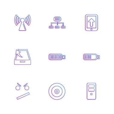 beyaz zemin üzerine minimalist düz vektör app simge kümesi