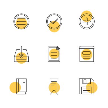 Beyaz arka plan üzerinde daireler ile minimalist düz vektör app simgeleri