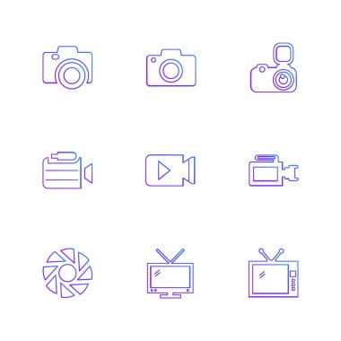 Beyaz arka plan üzerinde farklı minimalist düz vektör app simgeleri